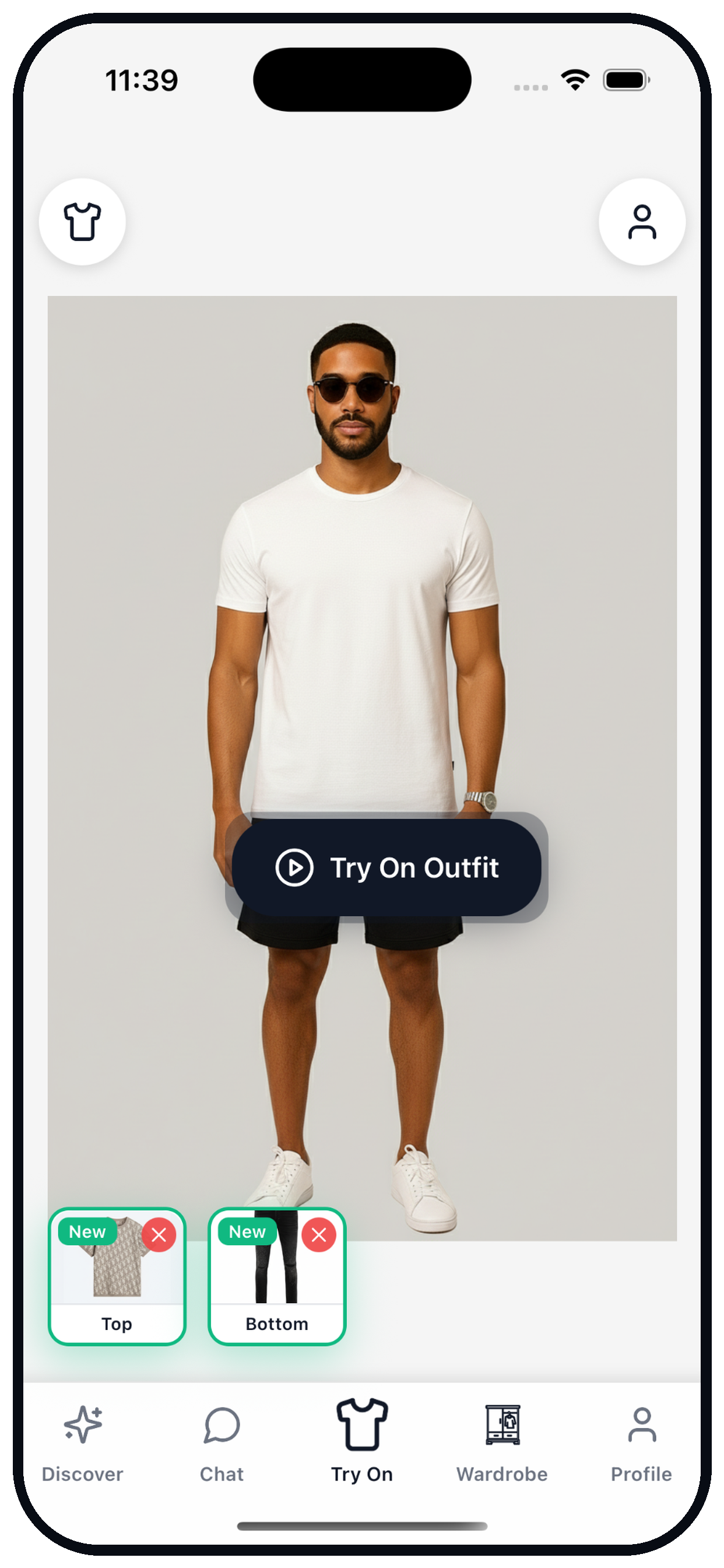 Picking a top and bottom to try on in Glook
