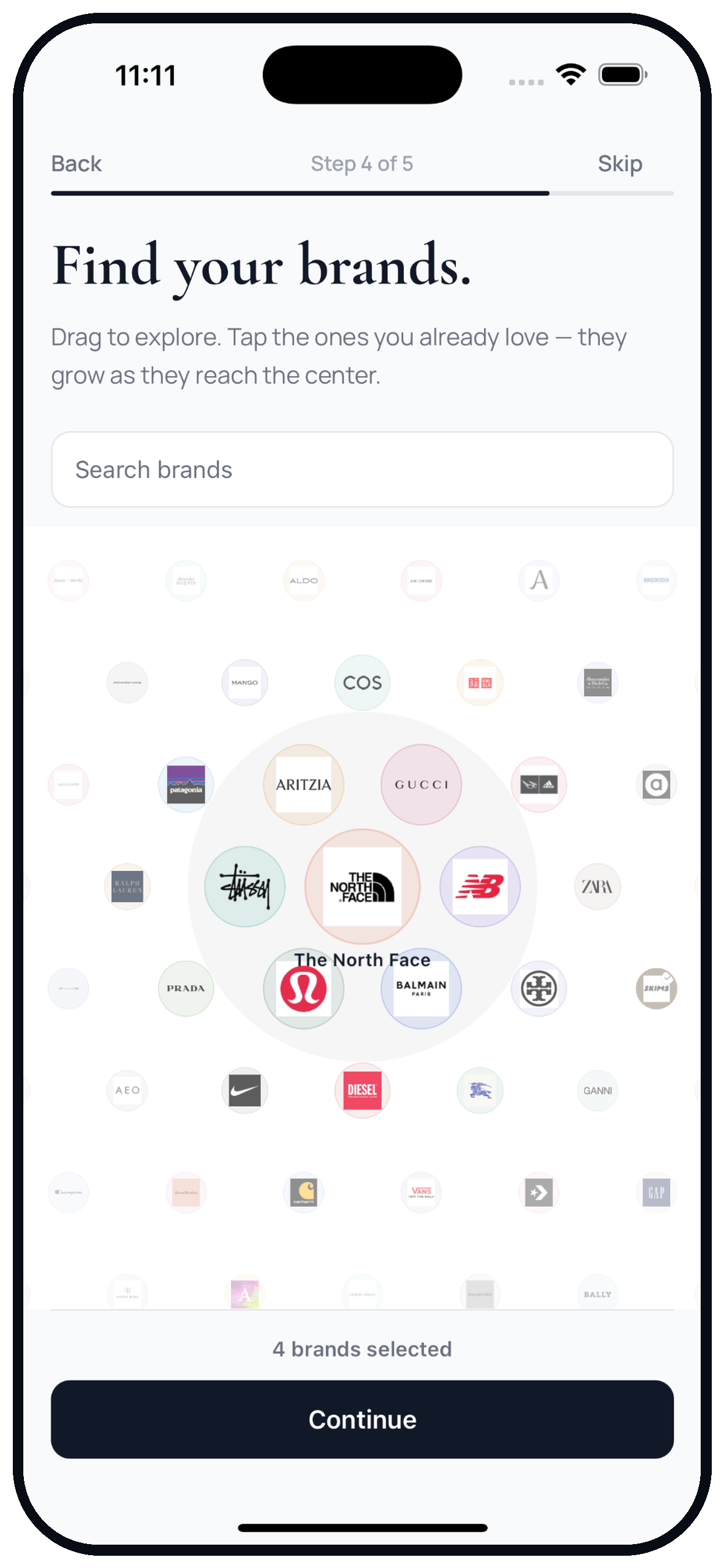Choosing favourite brands in Glook